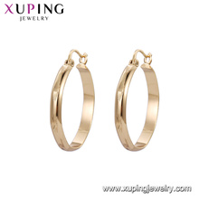 92635 Xuping baratos simples diseños de aretes de aro de oro 18k para las mujeres joyería de imitación